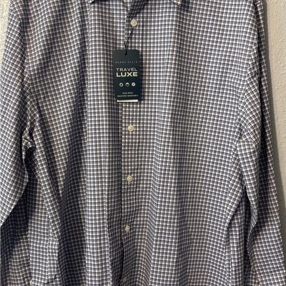 Perry Ellis Purple and White Casual Button Down Shirt - Picture 3 of 4